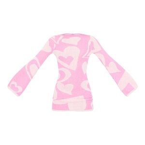 Pretty little thing pink towel knit heart print dress